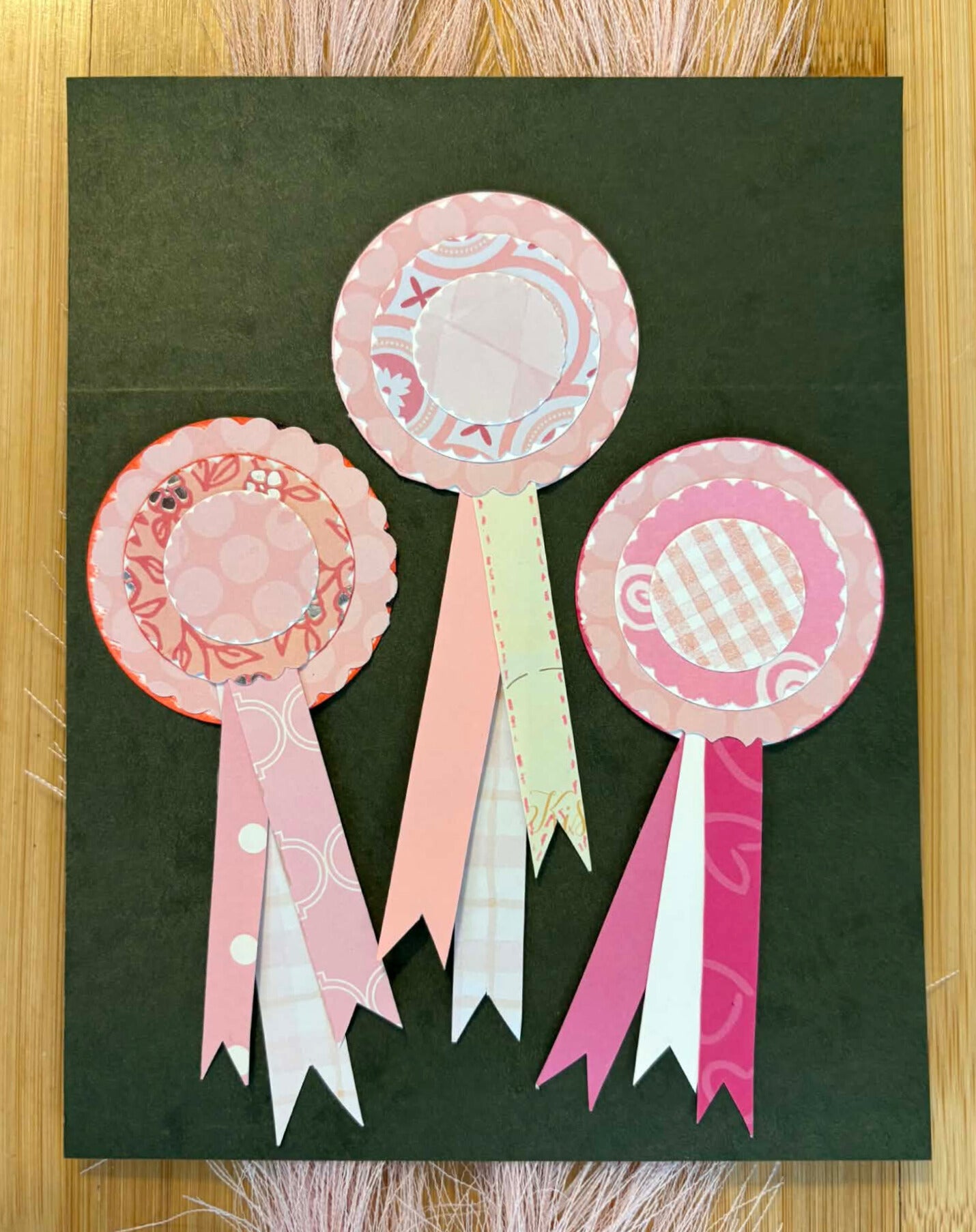 Award Ribbon Paper Embellishments PINK 2