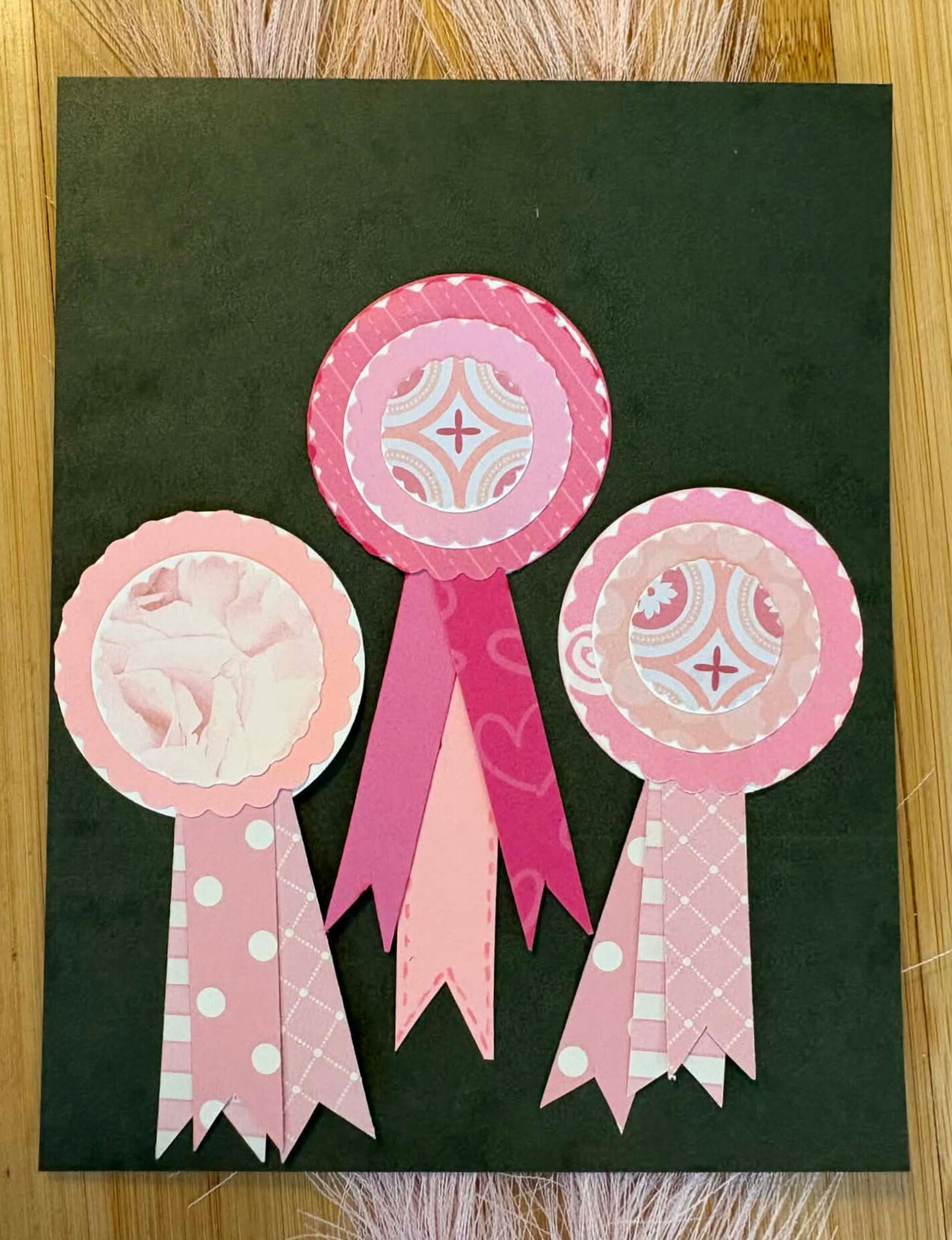 Award Ribbon Paper Embellishments PINK 1