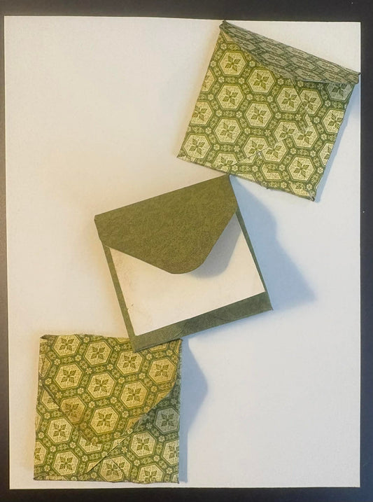 Mini Envelopes and Note Card Embellishments Green Abstract