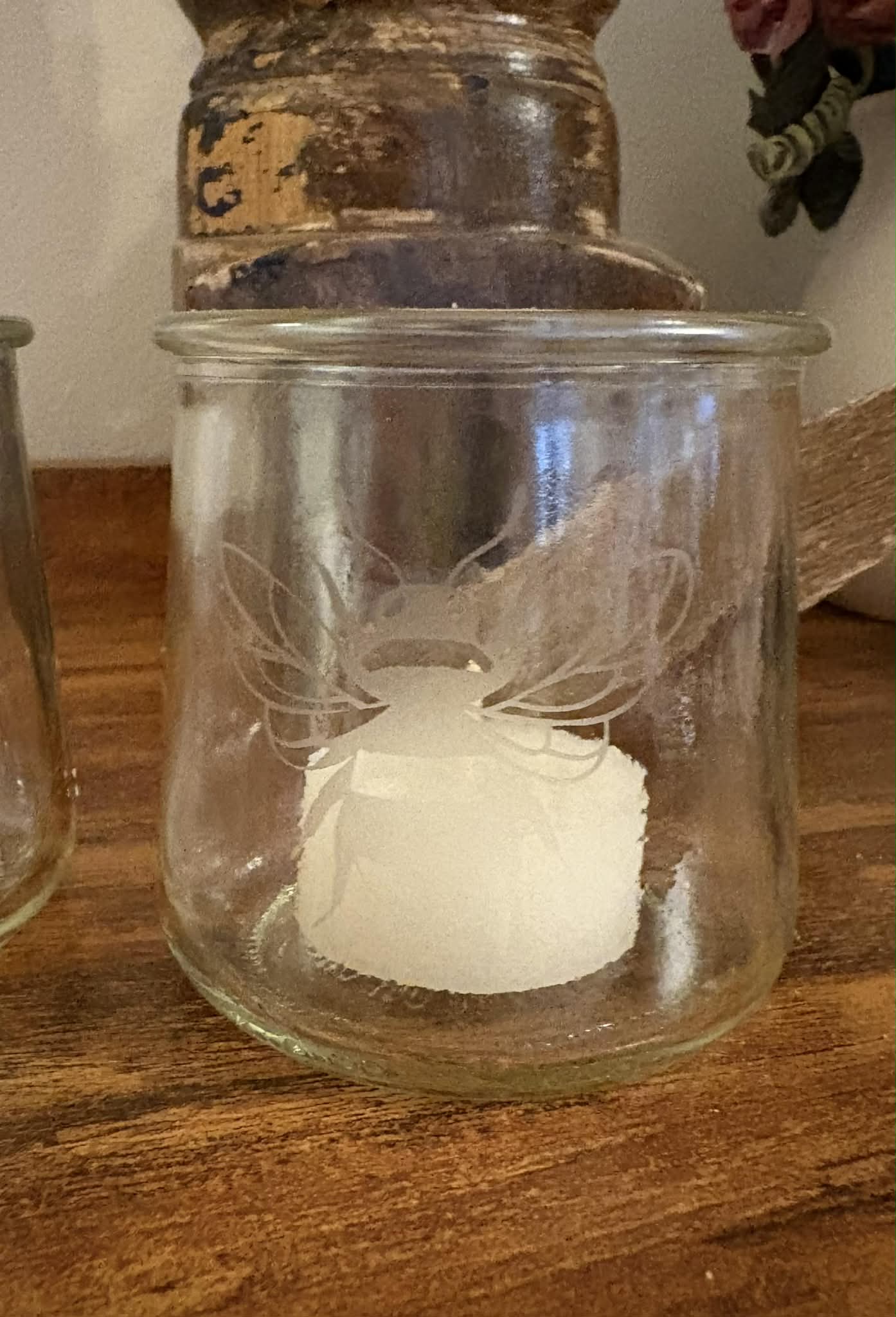 Etched Bee Votive Holder