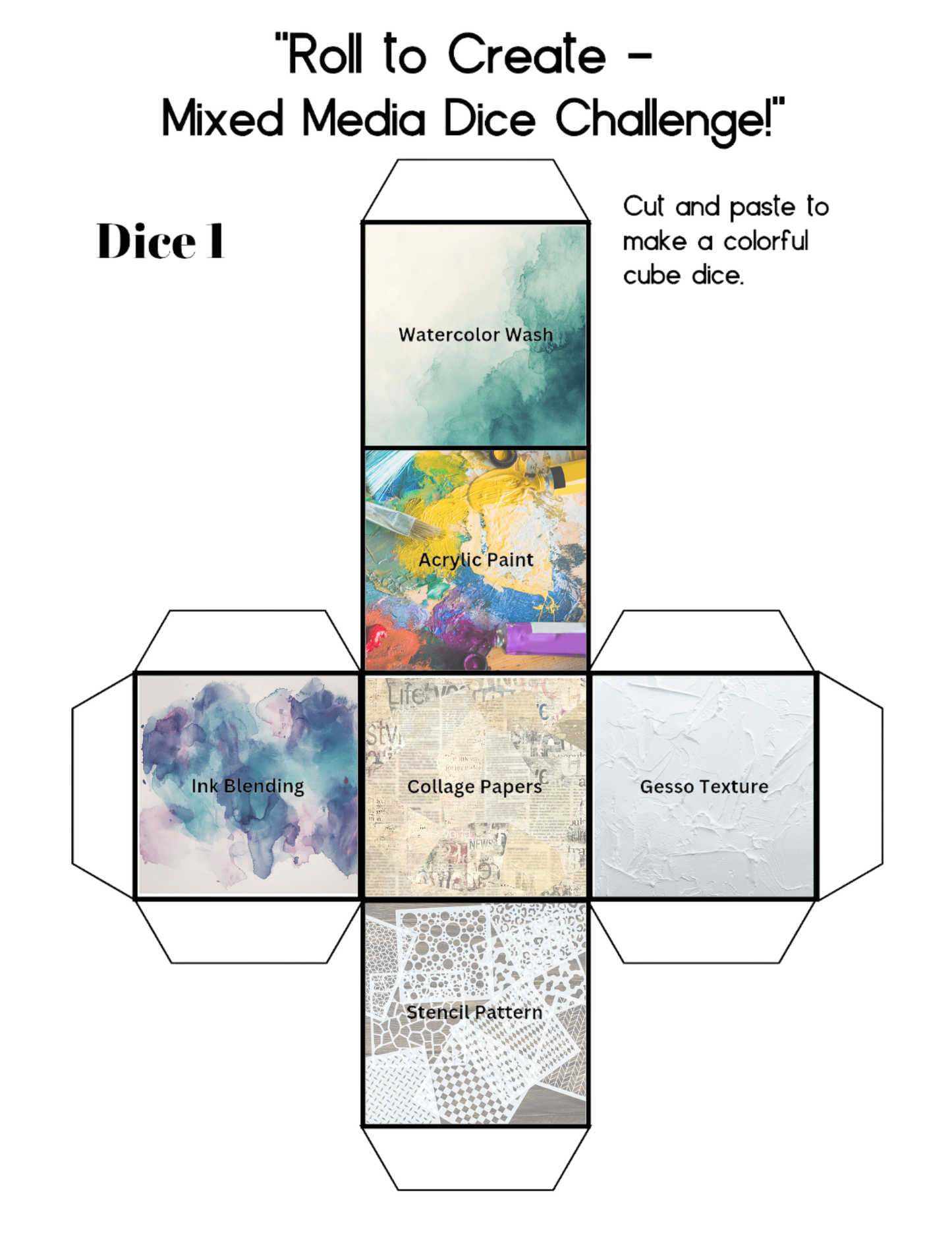 Roll and Create Dice Game Printable Free