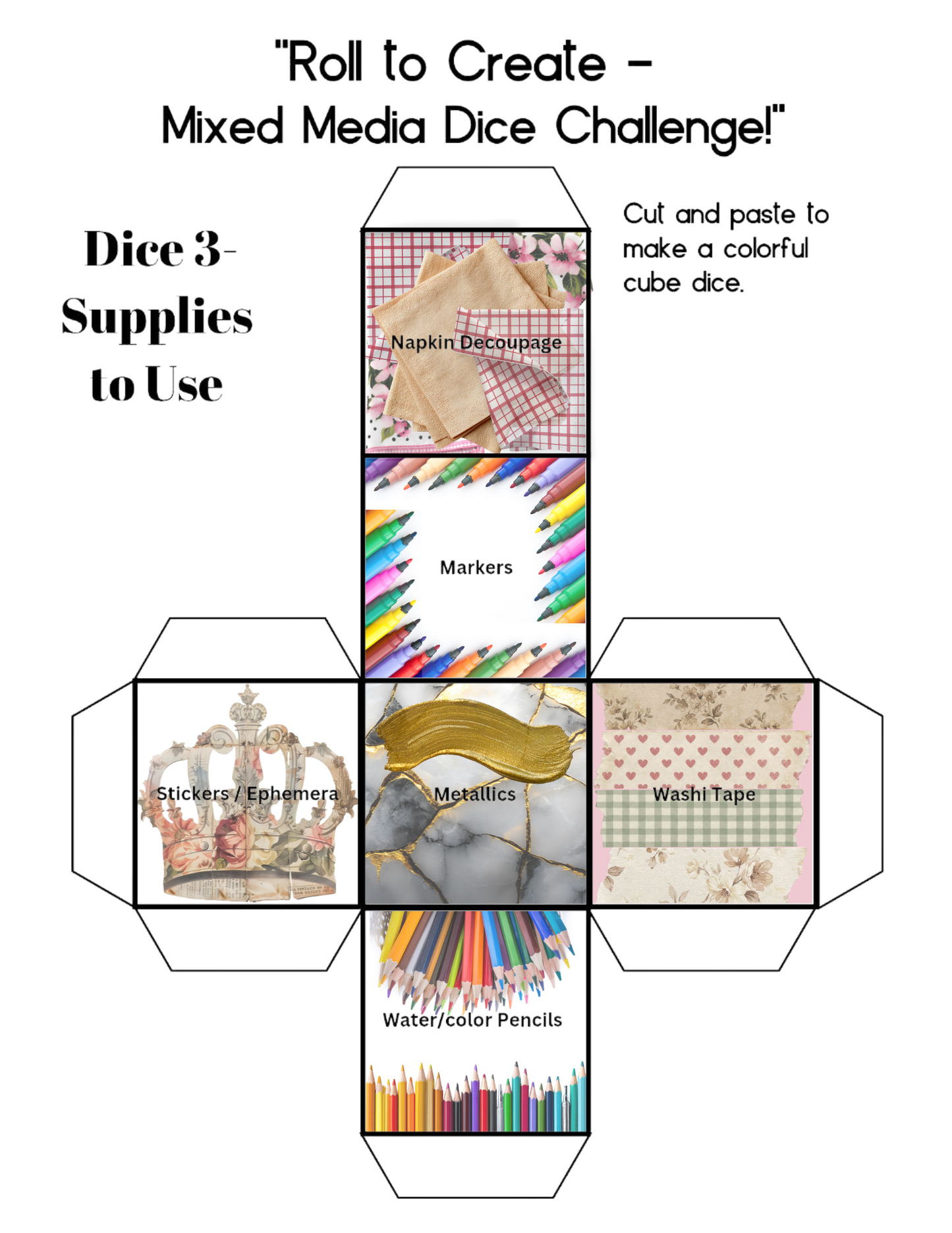 Roll and Create Dice Game Printable Free