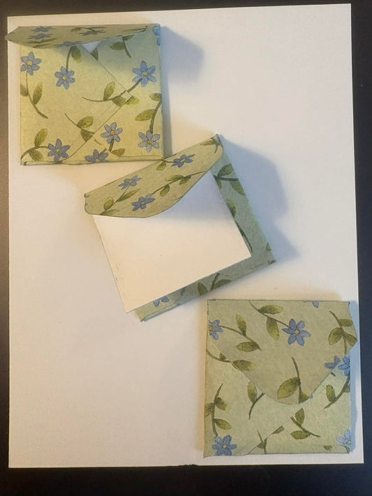 Mini Envelopes and Note Card Embellishments Blue Flowers